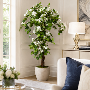 5ft White Artificial Bougainvillea Tree with Green Foliage and Stable Base for Indoor & Outdoor Home Office Decor-Sona Casa