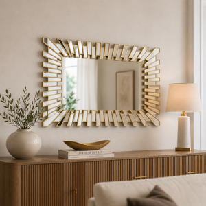 Elegant Small Gold Wall Mirror with Classic Frame, 57x74cm, Premium Decorative Accent for Living Room or Entryway by Sona