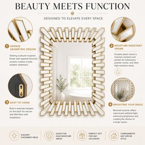 Elegant Small Gold Wall Mirror with Classic Frame, 57x74cm, Premium Decorative Accent for Living Room or Entryway by Sona