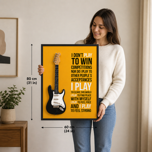 60x80cm 3D Guitar Wall Art Sculpture in Black Finish for Music Room Home Decor