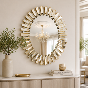 Elegant Small Gold Oval Wall Mirror 80x60cm – Premium Decorative Accent for Home & Living Spaces by Sona Casa