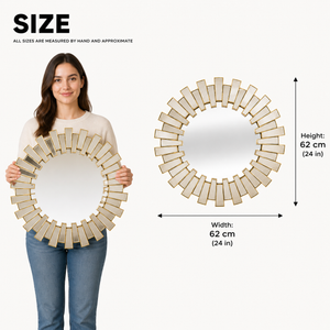Elegant Gold Round Wall Mirror 62 cm – Premium Decorative Accent for Modern Home Decor by Sona Casa