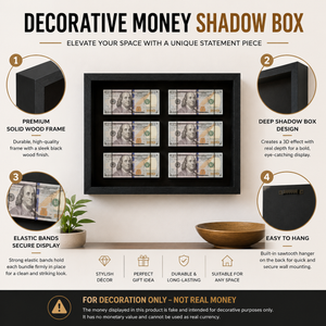 3D USD Fake Currency Wall Art Panel in Metallic Finish for Modern Home Office or Living Room Décor 30x40cm