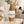 White Ceramic Tulip Vase, Golden Rims, 11