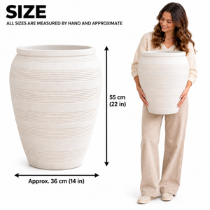 White Self-Watering Riser Planter – size guide
