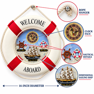 Red and White Lifebuoy Wall Clock