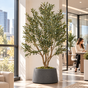 Large Nearly Natural 200 cm Artificial Olive Tree with Black Olives, Realistic Faux Plant for Indoor Outdoor Home and Patio