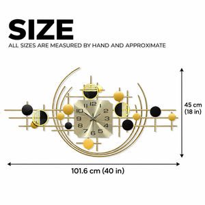 40-Inch Metal Wall Clock with Gold Accents-Sona Casa