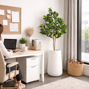 Artificial Citrus Plant 130 cm, Lemon Tree Fake Plant for Indoor Decor, Living Room, Patio Ornament - Accent Collection