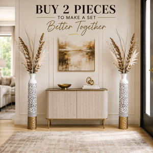 Modern Metallic Gold Silver White Tall Vase 13.5x13.5x95.5CM Elegant Home Decor Accent