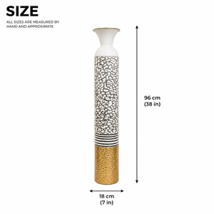 Modern Metallic Gold Silver White Tall Vase 13.5x13.5x95.5CM Elegant Home Decor Accent