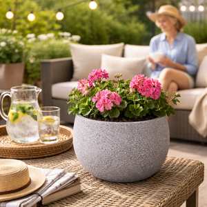 Modern Slate Dark Gray Planter, 34cm Versatile Indoor Outdoor Round Pot, Home Garden Decor by Sona Casa