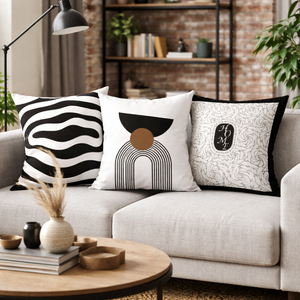 3 Pc Black White Accent Cushion Covers by Sona Casa