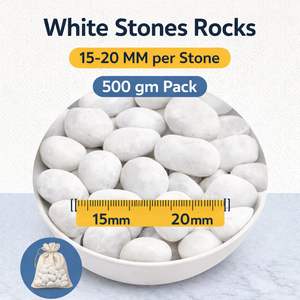 White Stones Rocks 15-20 MM, 500 gm Bag by Sona Casa