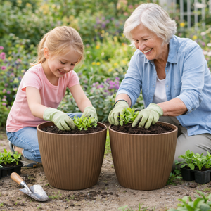2 Brown Planter Pots by Sona Casa