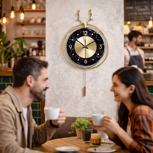 Vertical Gold and Black Silent Pendulum Wall Clock, 22" Modern Decorative Clock for Home, Office, Living Room, Bedroom by Sona Casa