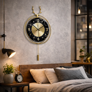 Vertical Gold and Black Silent Pendulum Wall Clock, 22" Modern Decorative Clock for Home, Office, Living Room, Bedroom by Sona Casa