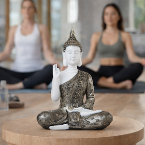 Small Meditating Buddha Statue 12" Tabletop Centerpieces Home Decor Gifts, Desktop, Shelf Shrine Ornament by Sona Casa