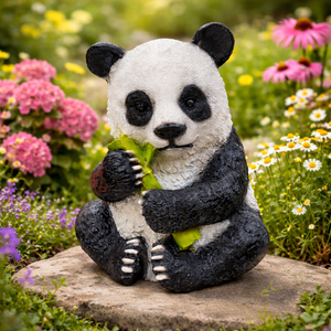 Large Panda Statue, 16" Lawn Ornaments, Indoor Outdoor Garden Patio Decor by Sona Casa