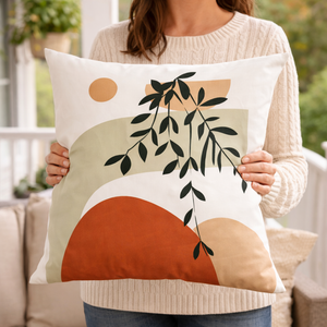 Modern Minimalist Square Cushion Cover, 17 x 17 Inch Bohemian Farmhouse Decorative Pillowcase for Bedroom Living Room by Sona Casa