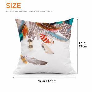 Modern Minimalist Feather Design Square Cushion Cover, 17 x 17 Inch Farmhouse Bohemian Decorative Pillowcase for Living Room Bedroom by Sona Casa