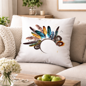 Modern Minimalist Square Cushion Cover, 17 x 17 Inch Feather Design Farmhouse Bohemian Decorative Pillowcase for Living Room Bedroom by Sona Casa