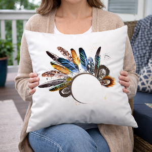 Modern Minimalist Square Cushion Cover, 17 x 17 Inch Feather Design Farmhouse Bohemian Decorative Pillowcase for Living Room Bedroom by Sona Casa