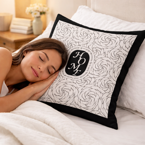 Modern Minimalist Square Cushion Cover, 17 x 17 Inch Contemporary Black & White Decorative Pillowcase for Living Room Bedroom by Sona Casa