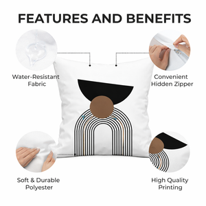 Modern Square Cushion Cover, 17 x 17 Inch Minimalist Farmhouse Bohemian Decorative Pillowcase for Living Room Bedroom by Sona Casa