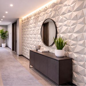 3D PVC Wall Panel, White Geometric Pattern by Sona Casa