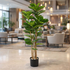 Artificial Fig Tree 150 cm Tall Indoor Home Decor, Realistic Lifelike Faux Plant for Living Room or Office by Sona Casa