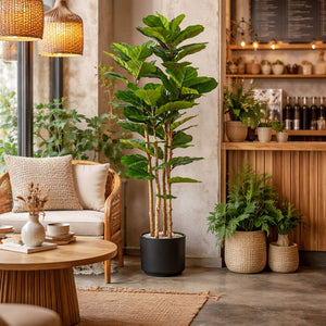 Artificial Fig Tree 150 cm Tall Indoor Home Decor, Realistic Lifelike Faux Plant for Living Room or Office by Sona Casa