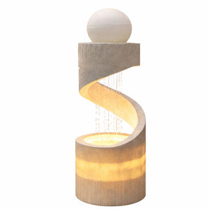 Tall Modern Spiral Floor Water Fountain with LED Lights & Orb, 112cm Home or Office Decor by Sona Casa