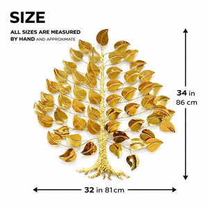 Large Gold Tree Metal Wall Sculpture, 34 inch Modern Tree of Life Wall Art Decor for Home or Office by Sona Casa