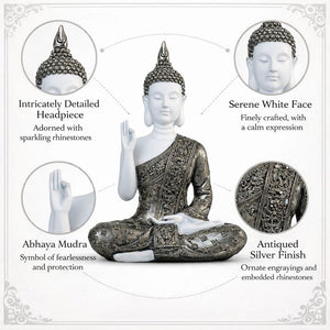 Small Meditating Buddha Statue 12" Tabletop Centerpieces Home Decor Gifts, Desktop, Shelf Shrine Ornament by Sona Casa