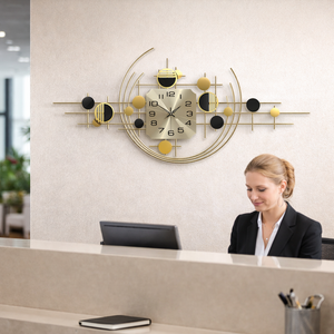 40" Large Metal Wall Clock with Silent Movement, Gold Accents, Decorative Modern Home Office Wall Art-Sona Casa