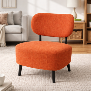 Comfortable Orange Fabric Accent Chair for Lounge, Home, Office, Living Room, Hotel Decor - Accent Collection