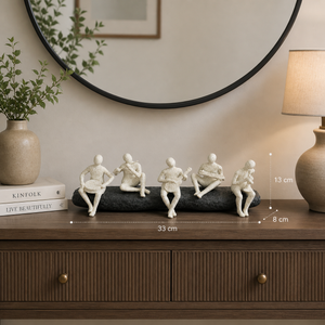 Abstract Musicians Decorative Sculpture in Neutral Tones, Modern Artistic Home Accent, 33L x 8W x 13H cm