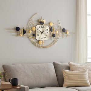 40" Large Metal Wall Clock with Silent Movement, Gold Accents, Decorative Modern Home Office Wall Art-Sona Casa