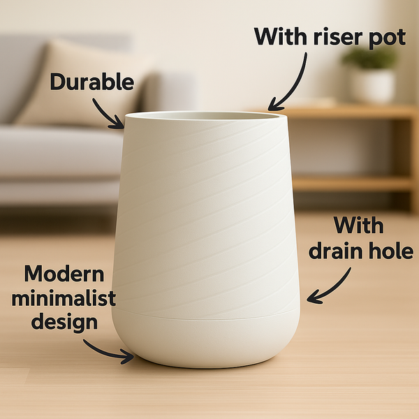 Modern Tall Indoor Self Watering Decorative Planter, 19 in Contemporary Flower Pot Home, Office Decoration, Gift-Sona Casa