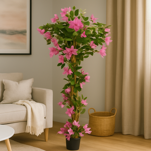 Artificial Bougainvillea Tree 4ft Pink Faux Bougainvillea Plant with Stable Base for Home & Office Decor, Housewarming Gift-Sona Casa