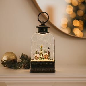 Christmas Snow Globe Santa Claus and Tree, Music, Lights, Glitters, USB or Battery Operated Holiday Table Decor Gift-Sona Casa