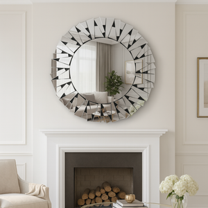Large 3 ft Frameless Round Glass Mirror, Modern Design, Thick High Quality Glass, Easy to Hang-Sona Casa