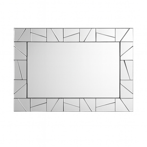 Extra Large 4 ft Silver Glass Mirror, Modern Block Design, Easy to Install Horizontal Vertical Orientation-Sona Casa