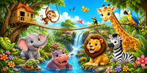 Jungle Crystal Wall Art - Framed 70x140 cm Framed