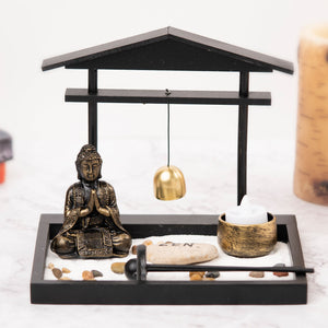 Small Rustic Buddha Statue | Black Meditation Figurine | Zen Home & Office Decor | Spiritual Healing Sculpture | Tealight Holder by Accent Collection