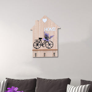 Wall Mounted Wooden Decorative Key Holder, 3 Hooks, 13" Hanger for Leashes, Purses, Car Keys, Housewarming Gift by Sona Casa