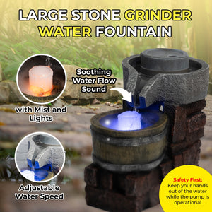 Majestic Oasis Mini Waterfall Fountain, Brown & Gray Fiberglass Polyresin, Indoor Therapy Desk Decor With Adjustable Pump, Mist, And Lights by Sona Casa