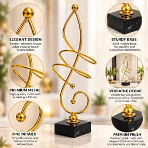 Gold Musical Note Sculpture – 10-Inch Metal Tabletop Décor