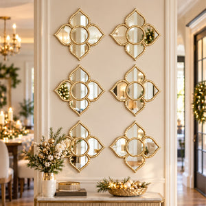 Gold Floral Wall Mirrors, Set of 3-Sona Casa